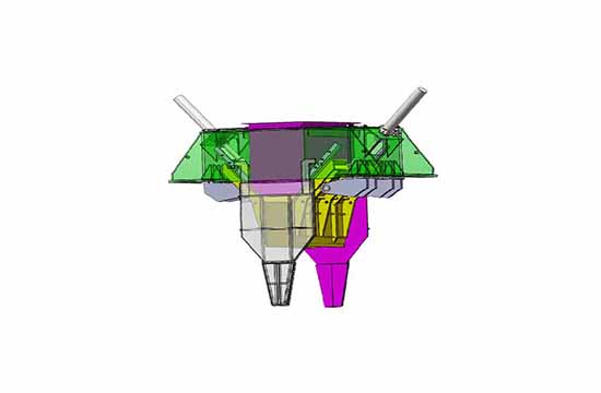 Hydraulic double slide feed device for roller press